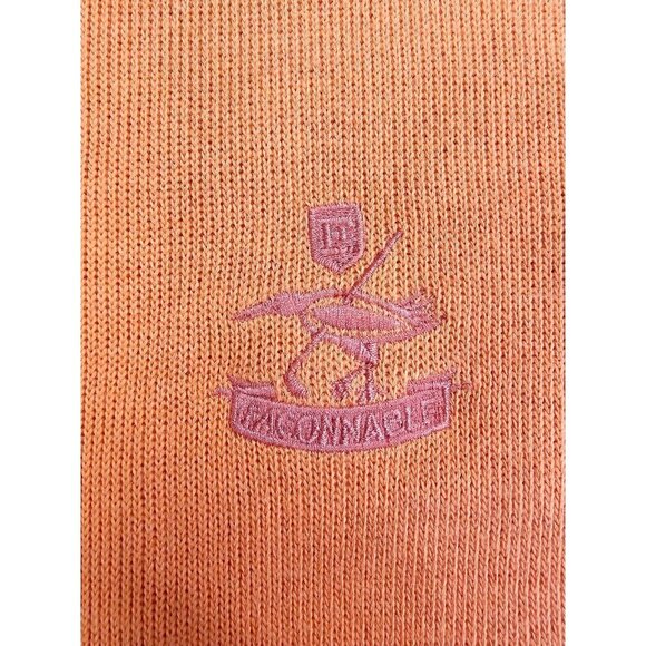 Faconnable Size Large Mens Orange Embroidered Chest Logo Pullover Crew Sweater - Picture 6 of 9